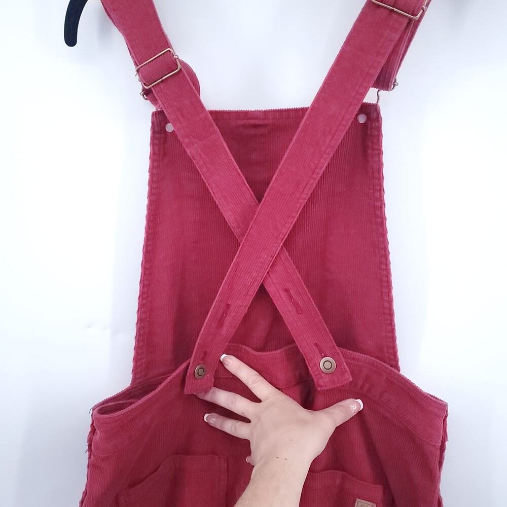 Passengers Red Courduroy Dungarees Overalls CrissCross Straps Button Sides| M - Picture 11 of 16